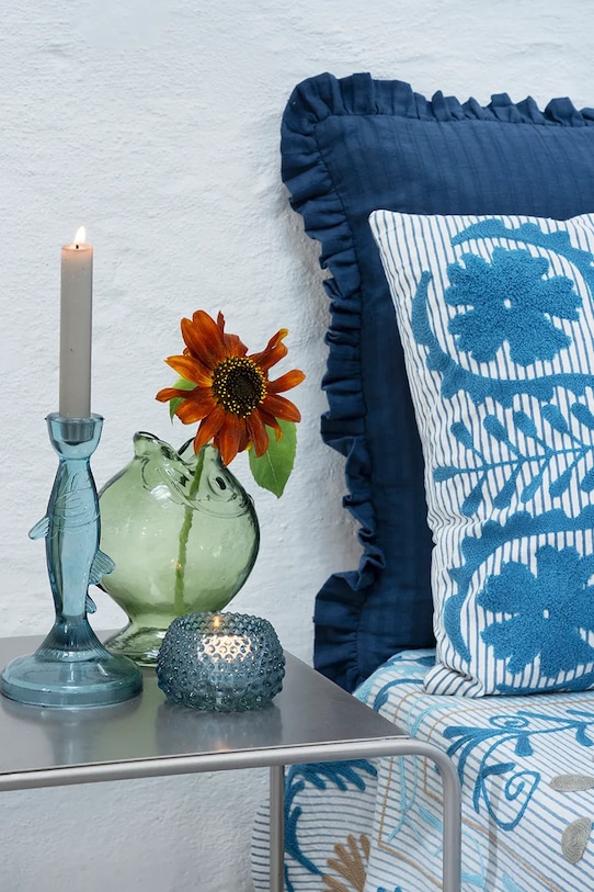 Madam Stoltz federa per cuscino decorativa in cotone 50 x 50 cm JOCU2867 blu AA00