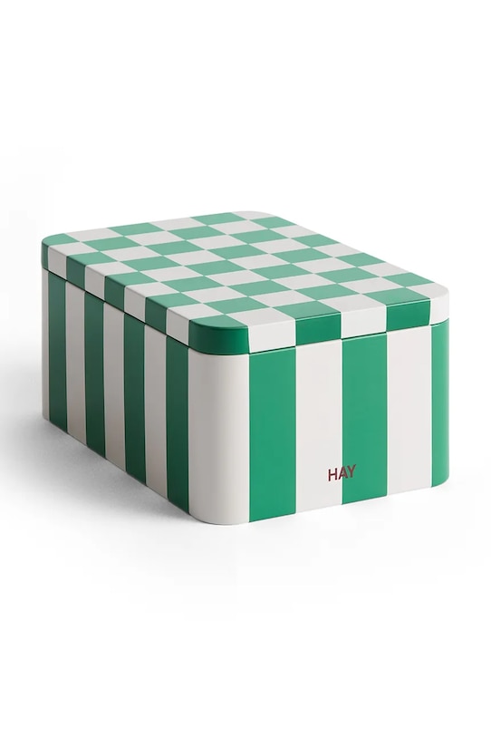 HAY pojemnik z pokrywką Tin Container S/17 x 11,1 x 7,3 cm zielony AE360.A601.AO74