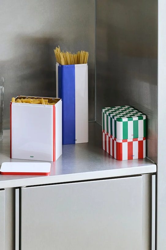 Kuchnia i bar HAY pojemnik z pokrywką Tin Container 10,8 x 7,8 x 29,5 cm AE360.D292.AO72 niebieski