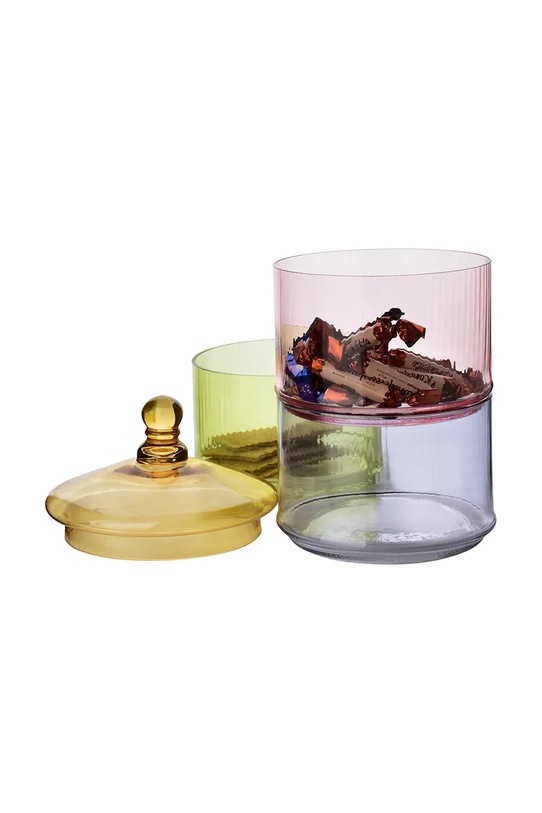 Inne zestaw pojemników do przechowywania ze szkła barwionego 19 x 19 x 42 cm HTIA5071 multicolor AA00