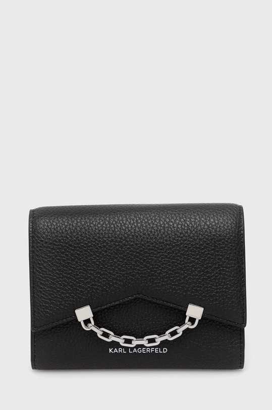 Δερμάτινο πορτοφόλι Karl Lagerfeld λείο δέρμα μαύρο 225W3233
