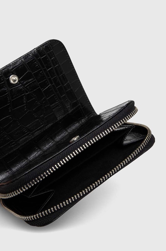 Accesorii Lilou portofel de piele PORT/BLACRO/SR negru