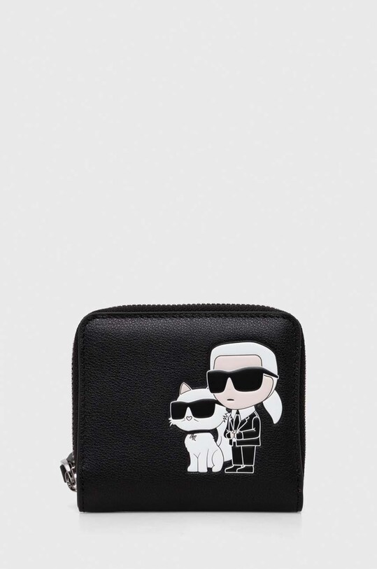 Kožená peněženka Karl Lagerfeld přírodní kůže černá 240W3259