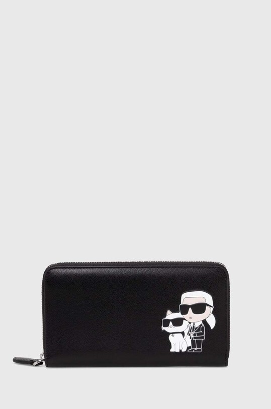 Karl Lagerfeld portfel skórzany skóra licowa czarny 240W3260