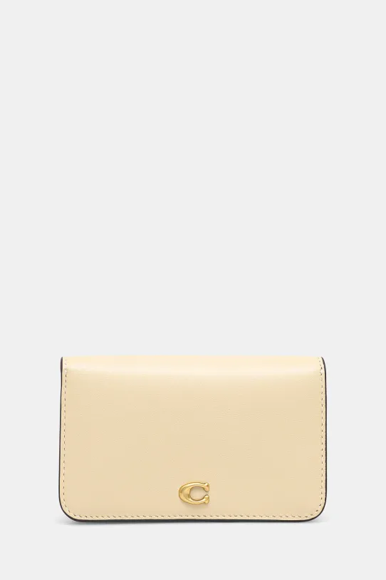 Kožni novčanik Coach bez uzorka bež CR990