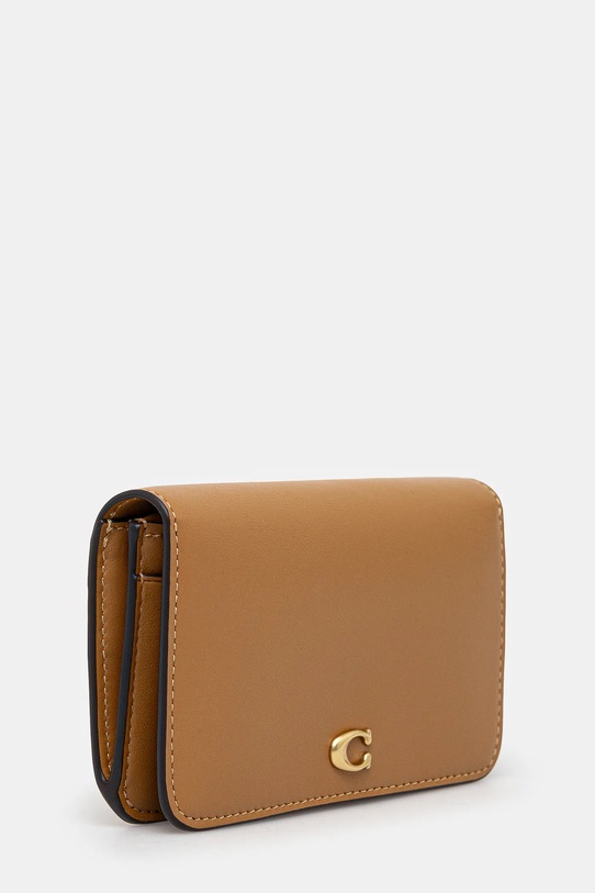 Шкіряний гаманець Coach CR990 бежевий AA00