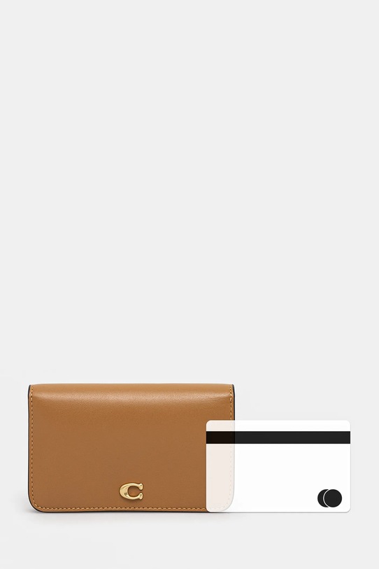 Шкіряний гаманець Coach CR990 бежевий