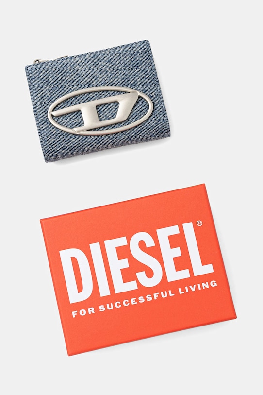 Bavlnená peňaženka Diesel 1DR 1DR BI-FOLD ZIP II modrá X09888.P1730
