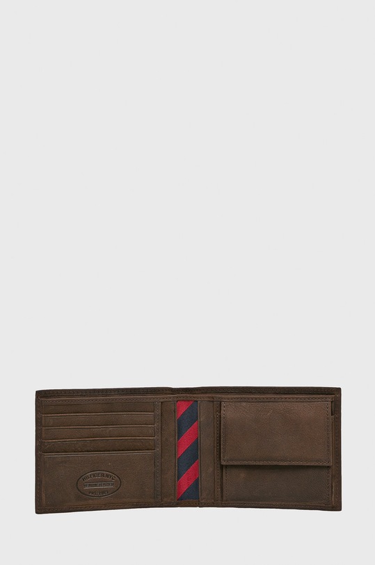 Kožená peněženka Tommy Hilfiger Johnson hnědá AM0AM00659