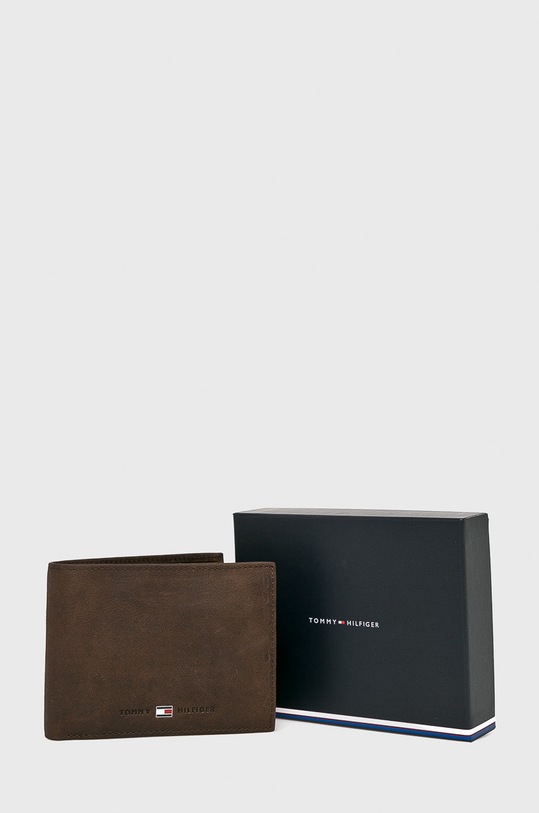 Kožená peněženka Tommy Hilfiger Johnson AM0AM00659 hnědá