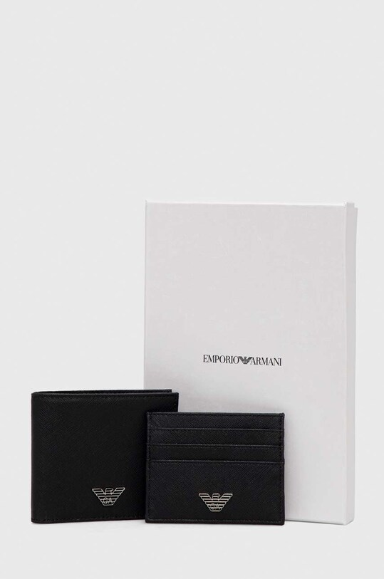 Peňaženka a kožený obal na karty Emporio Armani čierna Y4R237.Y138E.NOS