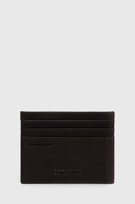 Samsonite etui na karty skórzane skóra licowa brązowy 135058.1320