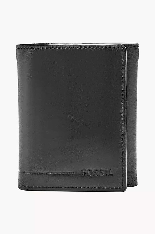 Δερμάτινο πορτοφόλι Fossil λείο δέρμα μαύρο SML1551001