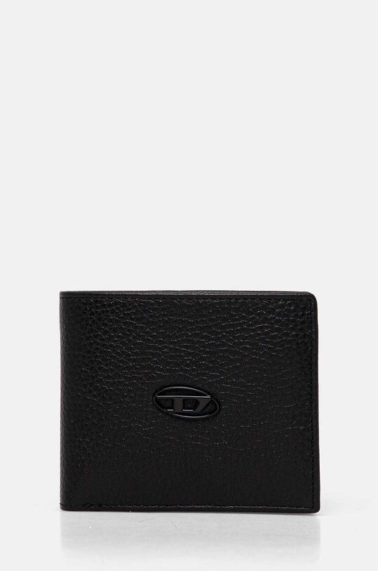 Diesel portfel skórzany BI FOLD COIN S skóra licowa czarny X08844.P0685