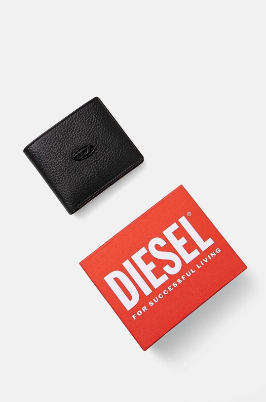 Diesel portfel skórzany BI FOLD COIN S czarny X08844.P0685