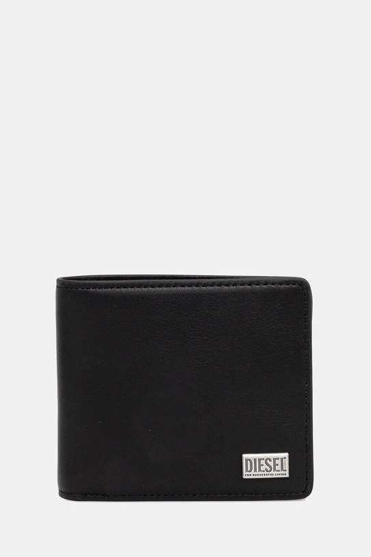 Шкіряний гаманець Diesel BISCOTTO BISCOTTO BI FOLD COIN лицьова шкіра чорний X10420.PR227