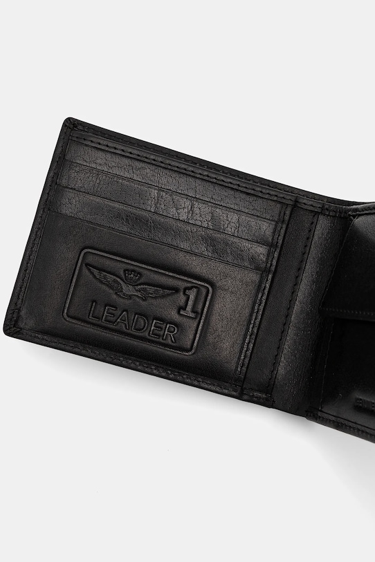 Akcesoria Aeronautica Militare portfel skórzany AM241 czarny