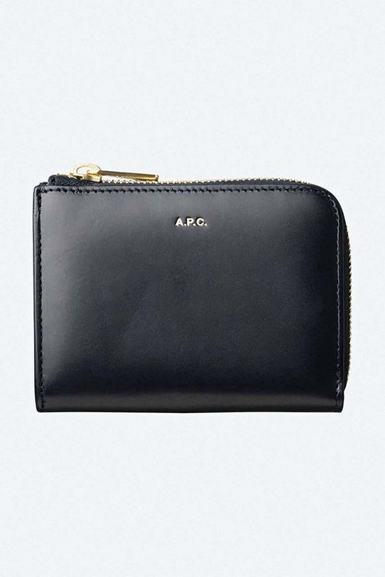 A.P.C. portafoglio in pelle semplice blu navy PXAWV.F63166