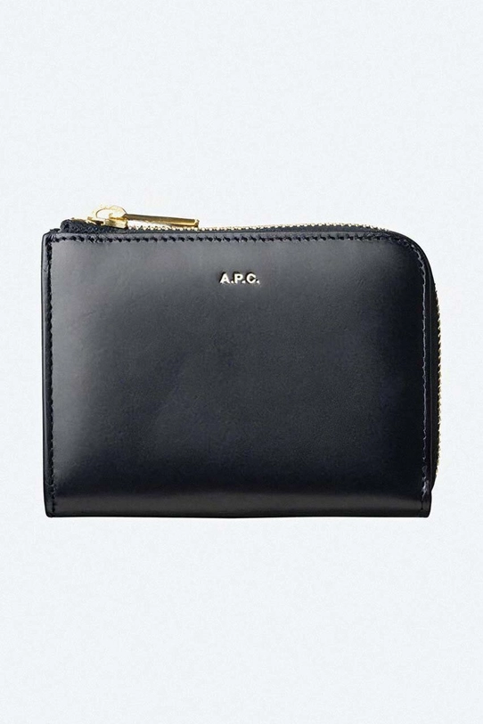 A.P.C. leather wallet grain leather navy PXAWV.F63166