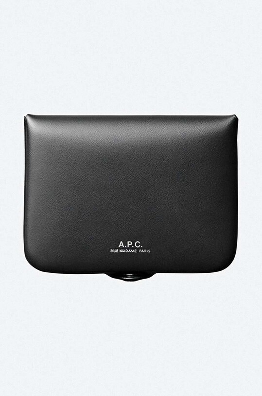 A.P.C. portafoglio in pelle Josh Coin-Purse pelle fiore nero PXAWV.H63176