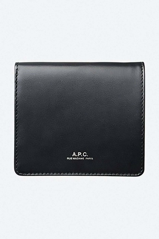 A.P.C. leather wallet Compact Mael plain black PXAWV.H63460