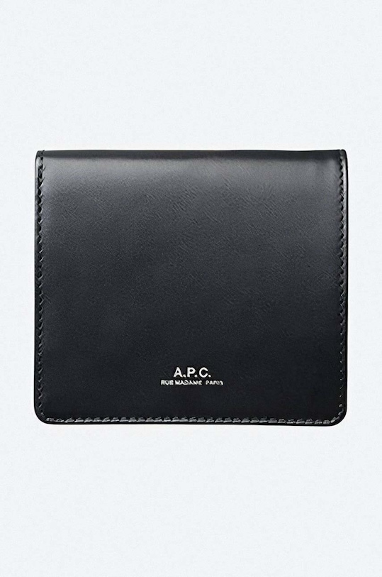 A.P.C. leather wallet Compact Mael plain black PXAWV.H63460