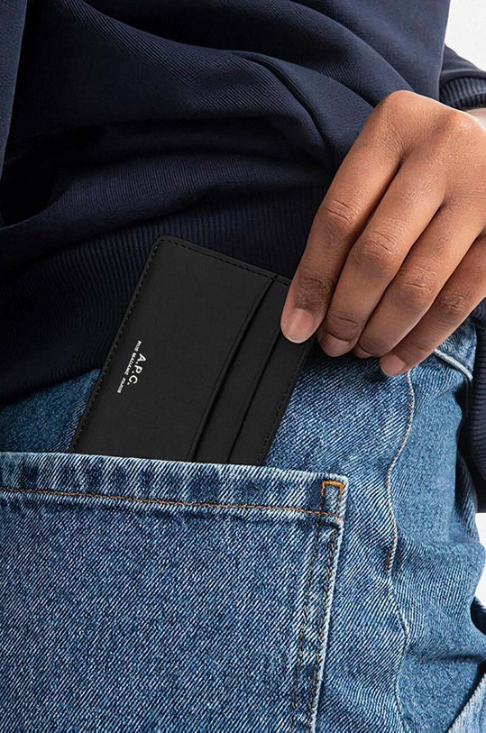 A.P.C. leather card holder Cartes Andre PXAWV.H63028 black SS25
