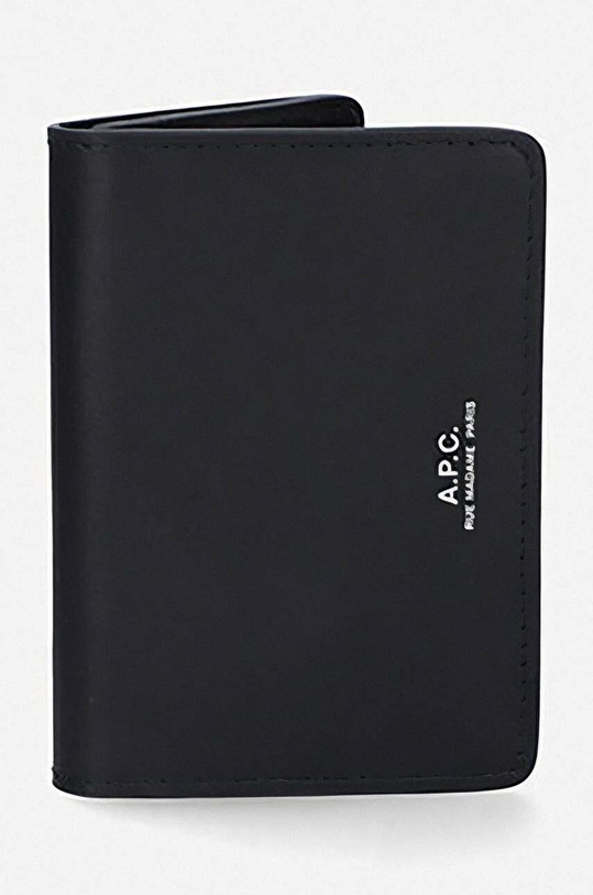 A.P.C. card holder Stefan Horizon plain black PXAWV.H63449