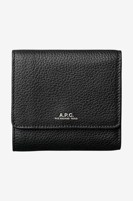 A.P.C. leather wallet Compact Lois grain leather black PXBLH.H63453