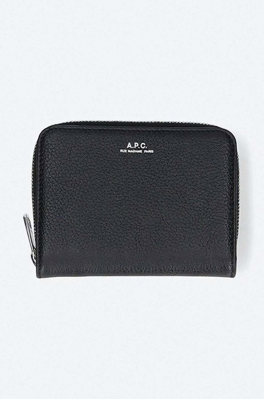 A.P.C. leather wallet Compact Emmanuel plain black PXBLH.H63087