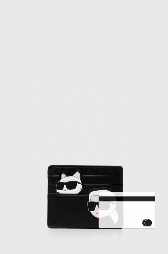 Шкіряний чохол на банківські карти Karl Lagerfeld чорний 245W3216