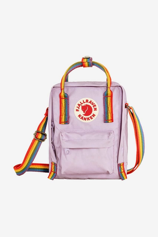 Сумка Fjallraven Kanken Rainbow Sling аппликация фиолетовой F23623.457.907