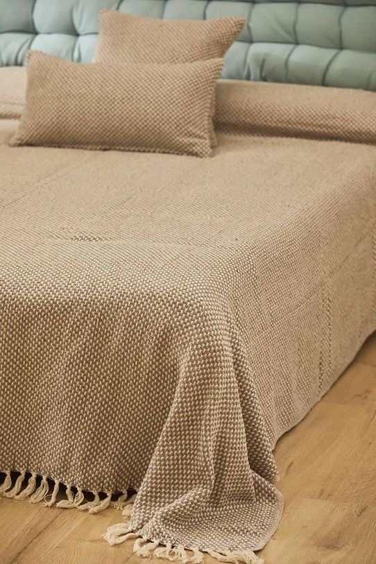 Calma House cuvertură de pat din bumbac Sahil. 240 x 260 cm bej SAHIL.240.BEI