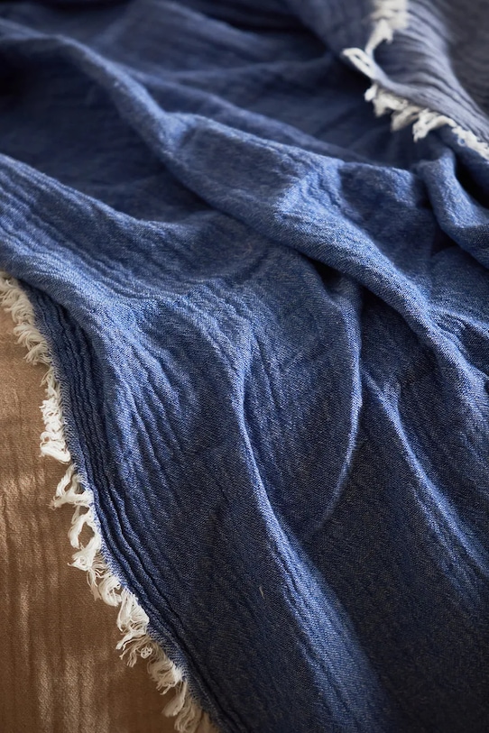 Calma House cuvertură de pat din bumbac Layer 120 x 180 cm LAYER.120P.AZU bleumarin