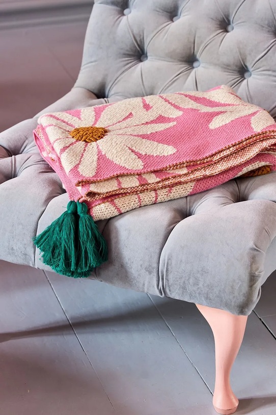 Βαμβακερή κουβέρτα Rice 125 x 150 cm BLCOT.FLOWI ροζ AA00