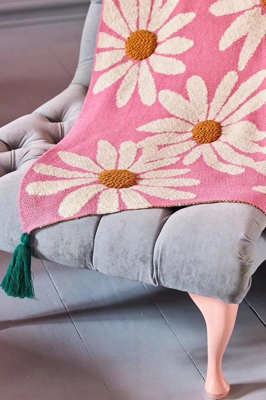 Σαλόνι και υπνοδωμάτιο Βαμβακερή κουβέρτα Rice 125 x 150 cm BLCOT.FLOWI ροζ