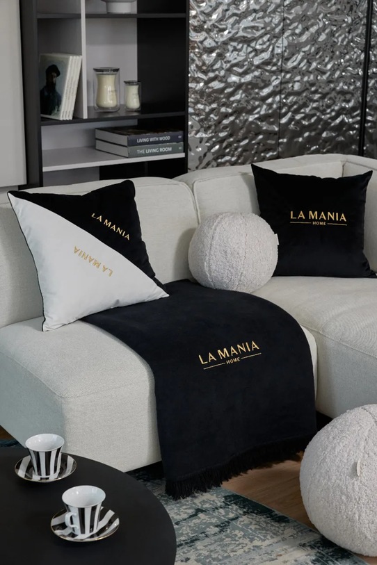 La Mania koc z bawełną Black & Gold 150 x 200 cm czarny 5905549400760