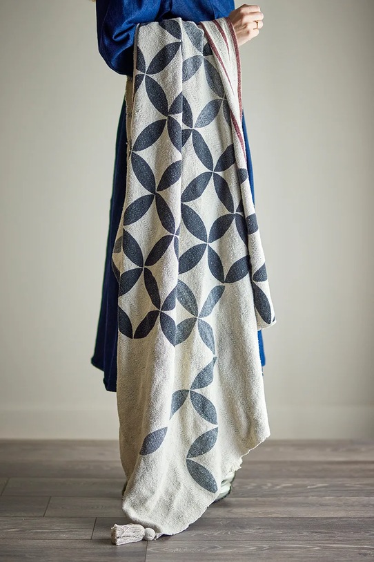 Bloomingville narzuta z bawełną 155 x 130 cm multicolor 82063230