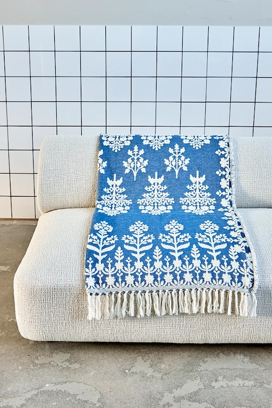 Obývací pokoj a ložnice Bavlněný přehoz House Doctor HDMazzo 200 x 140 cm 900001431 modrá