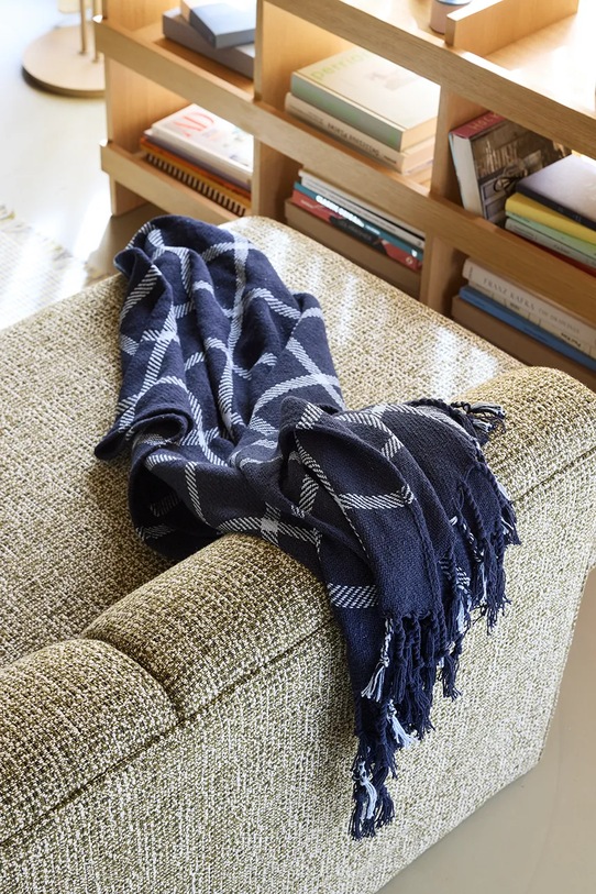 Hübsch koc bawełniany 140 x 200 cm 702118 granatowy AA00