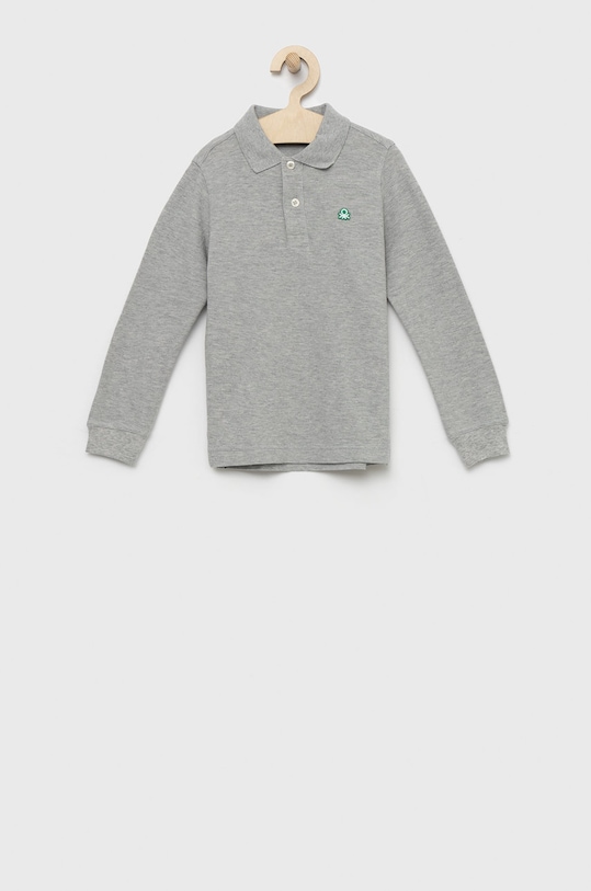 Dětské bavlněné tričko s dlouhým rukávem United Colors of Benetton s límečkem šedá 3089C300K.G.NOS
