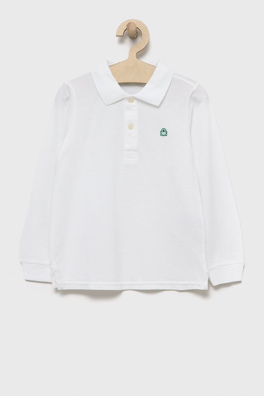 Dječja pamučna majica dugih rukava United Colors of Benetton bez uzorka bijela 3089G3009.P.NOS