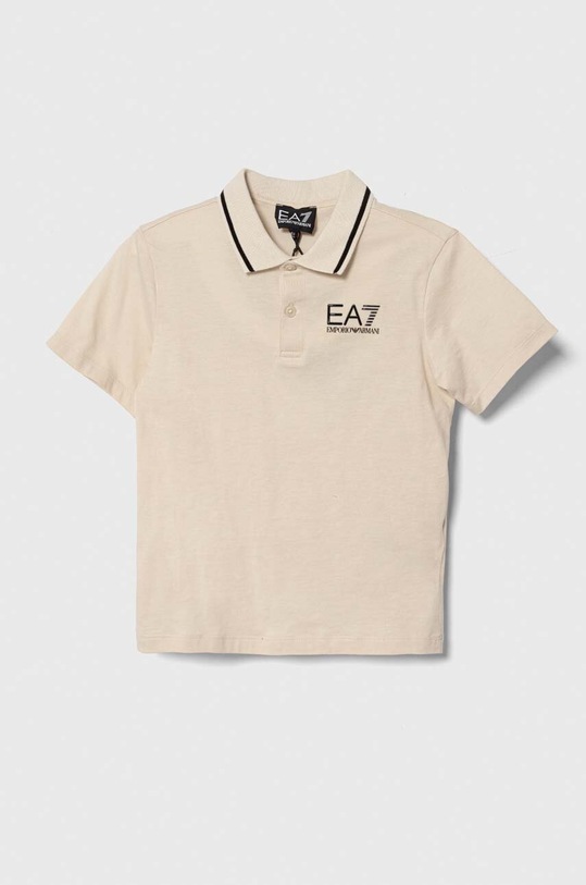 EA7 Emporio Armani tricouri polo din bumbac pentru copii uni bej 8NBF51.BJ02Z