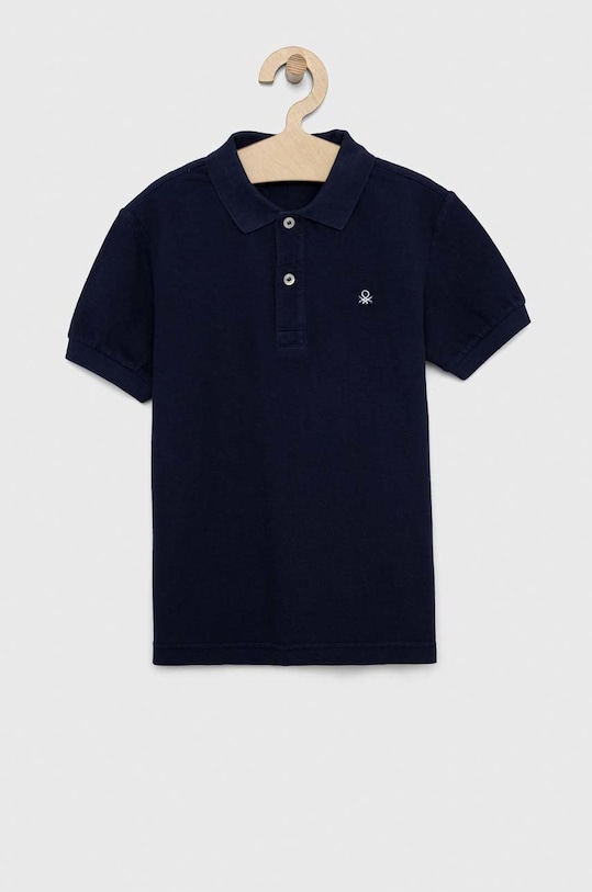 United Colors of Benetton tricouri polo din bumbac pentru copii fixat bleumarin 3089C300Q.G.NOS