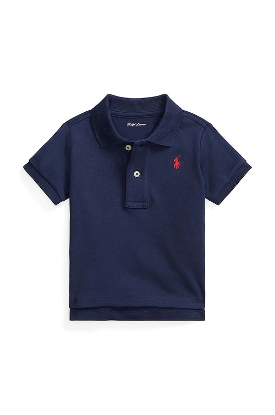 Бебешка памучна тениска с яка Polo Ralph Lauren памук тъмносин 320570127002