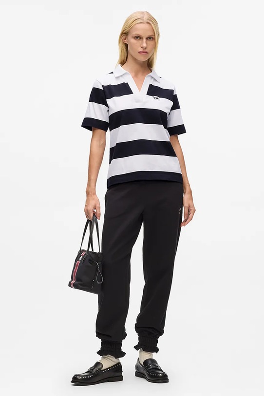 Βαμβακερό μπλουζάκι πόλο Karl Lagerfeld μαύρο A4W17099