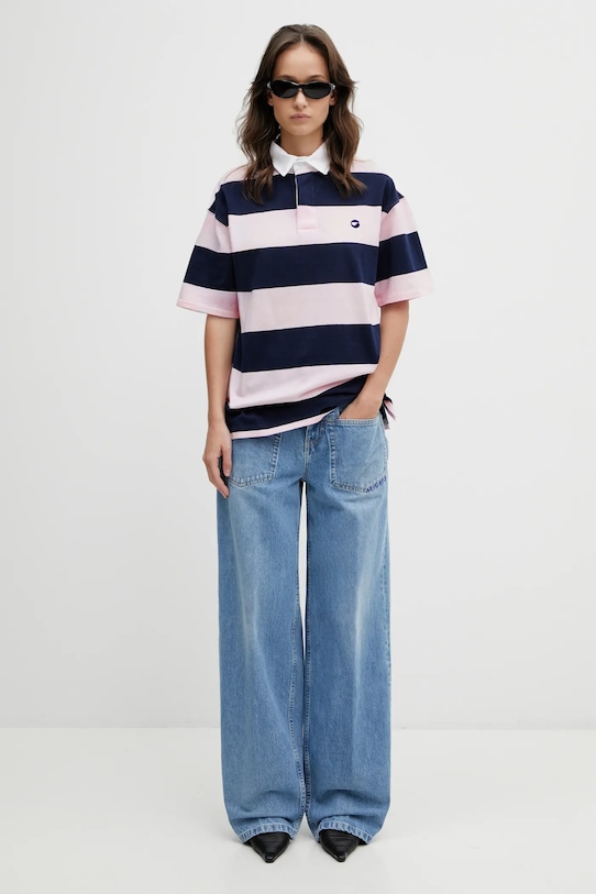 Coperni polo bawełniane Striped Polo COPJS117F5026 różowy