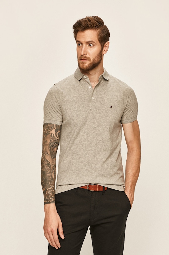 Tommy Hilfiger - Πόλο βαμβάκι γκρί MW0MW04975