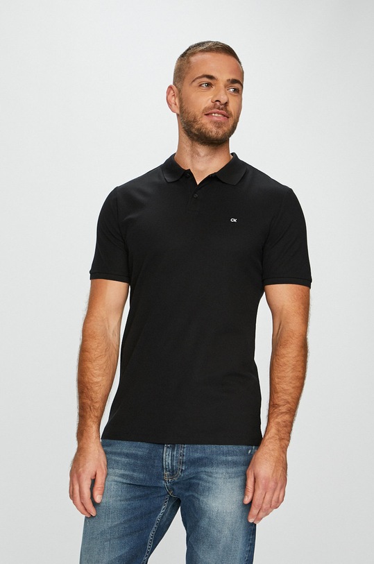 Calvin Klein - Pánske polo tričko jednofarebný čierna K10K102964