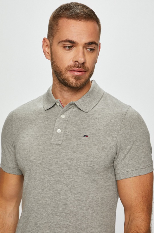 Tommy Jeans - Pánske polo tričko DM0DM04266 sivá